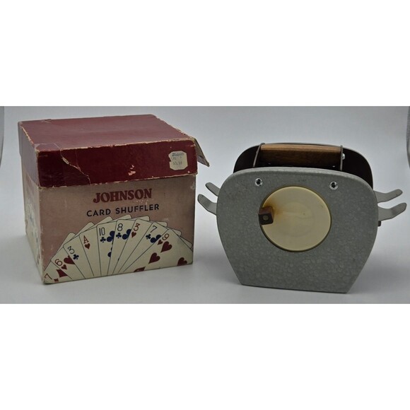 Nestor Johnson Wood Metal Hand Crank Card Shuffler Vintage Box Patent 2706117 - Picture 1 of 11
